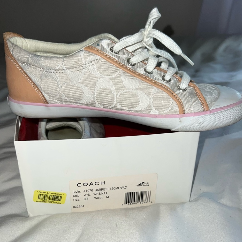 Coach white and pink sneakers size 9.5